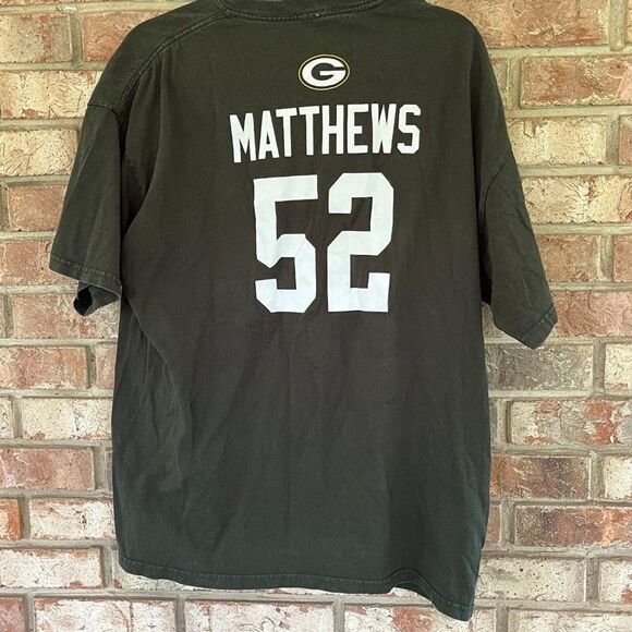 Team Apparel Mens Short Sleeve NFL Packers Matthews #52 T-Shirt Black Size XL - Picture 3 of 3